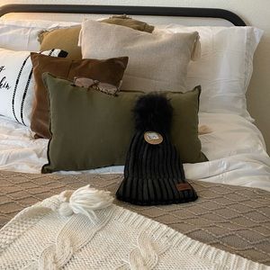 Black Faux leather beanie